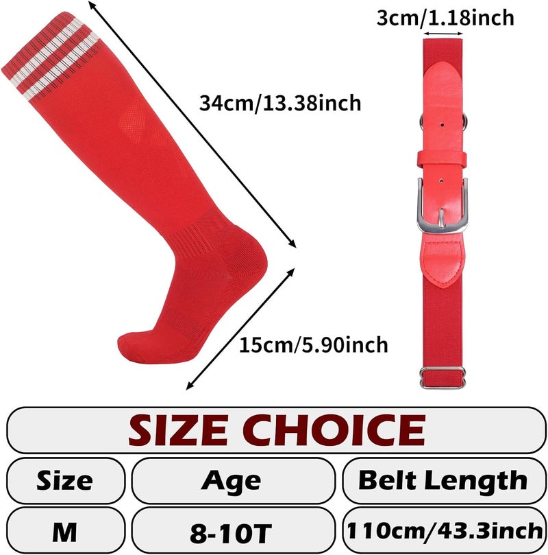 EDCYF Kids Baseball or Softball Socks and Belt Combo Set Softball Knee Socks High Tube Soccer Socks for Youth Boys Girls - Image 5